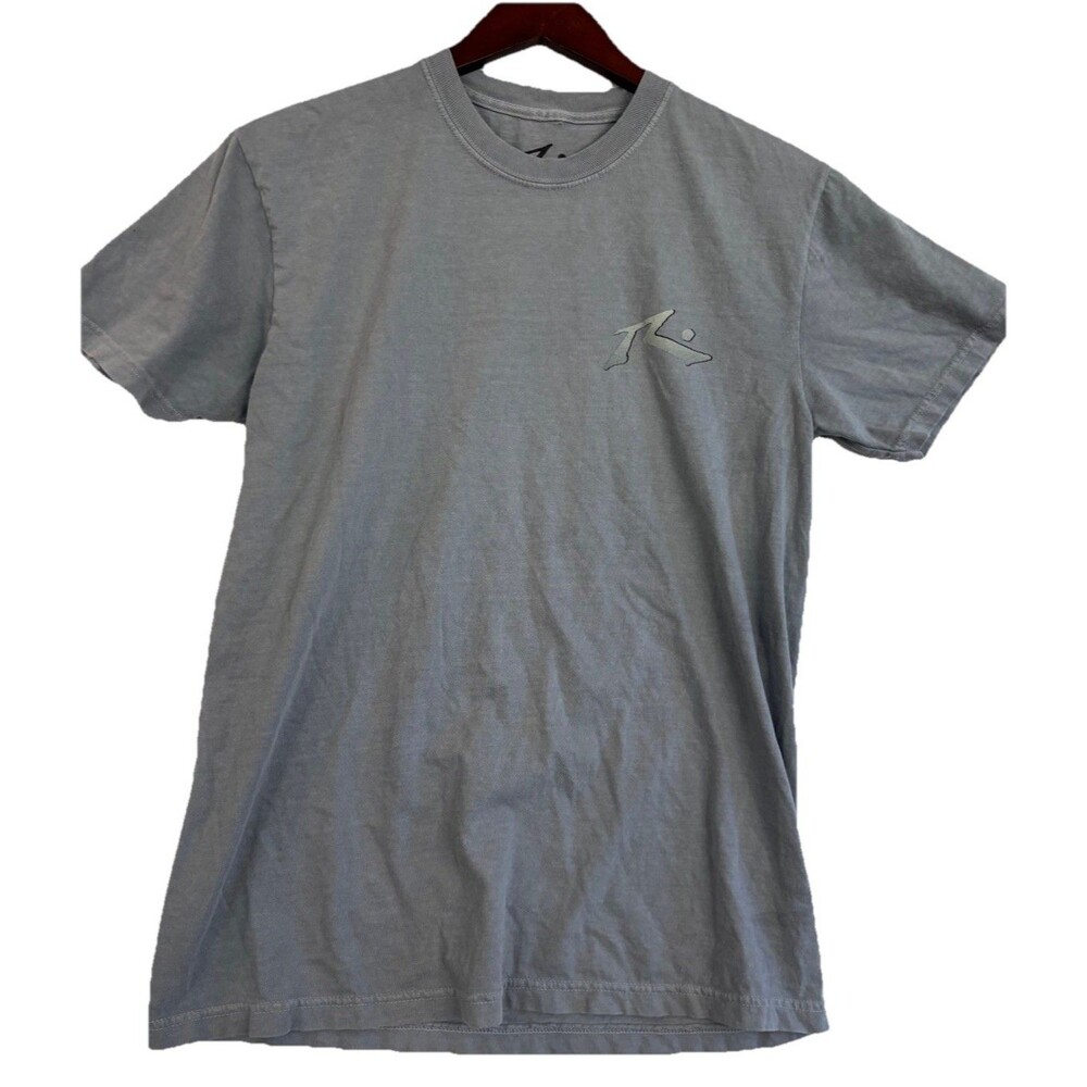 Rusty Surfboards La Jolla CA Gray Graphic T Shirt Medium Double Sided Logo